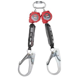 3M Protecta Twin-Leg Self-Retracting Lifeline with Carabiner 3100512, Web, Steel Rebar Hooks, 6ft