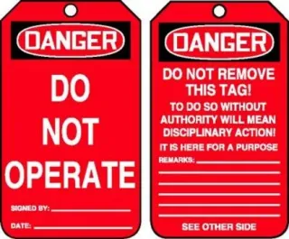 Accuform OSHA Danger Safety Tag - Do Not Operate