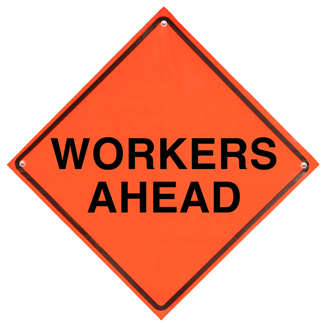 Dicke Safety Super Bright Workers Ahead Roll-Up Sign (Sign Only) from GME Supply