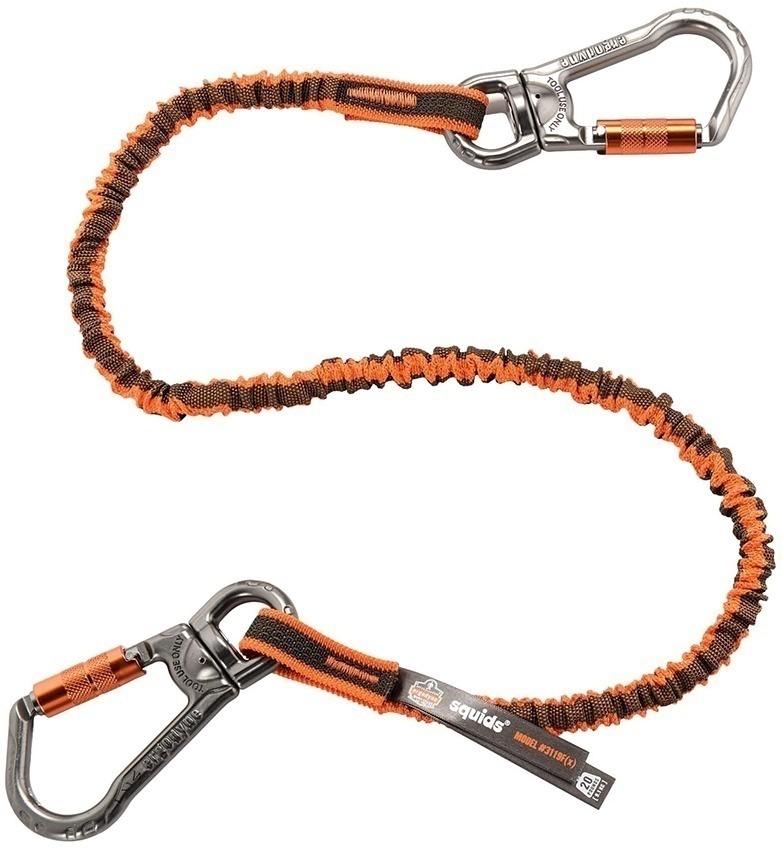 Ergodyne Squids 3119F(x) Double-Locking Dual Carabiner with Swivel 25 lb Tool Lanyard from GME Supply