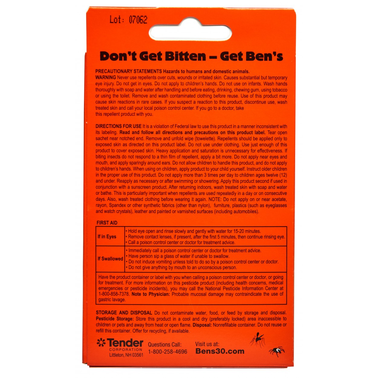 Ben's 30 Tick and Insect Repellent Wipes from GME Supply