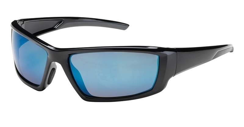 Bouton Sunburst Safety Glasses with Blue Mirror Lens and Black Frame from GME Supply