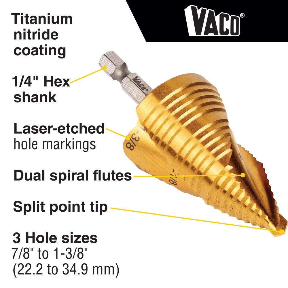 Klein Tools Step Bit Spiral Double Fluted VACO Kit - 4 Piece from GME Supply