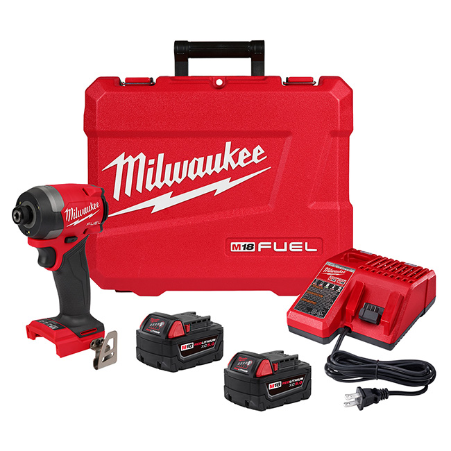 Milwaukee M18 FUEL 1/4 Inch Impact Driver Two XC Battery Kit from GME Supply