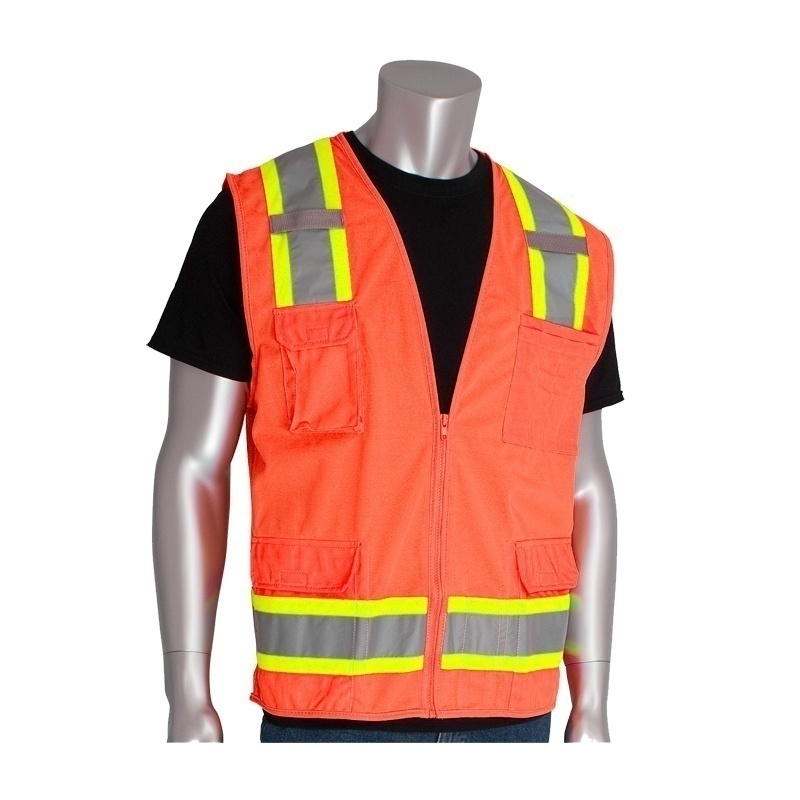 PIP ANSI Class 2 Two Tone 6 Pocket Yellow Surveyors Vest from GME Supply