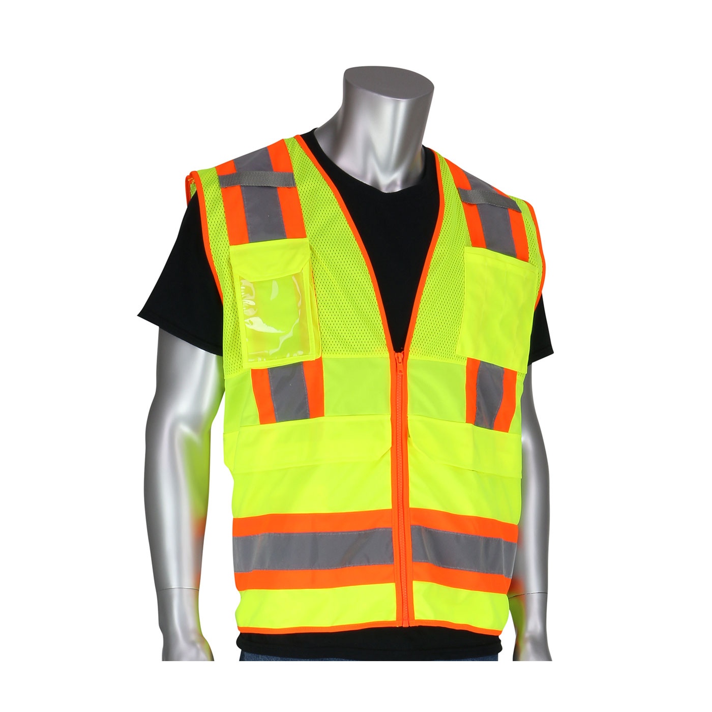 The PIP ANSI Class 2 Two Tone 10 Pocket Surveyors Vest from GME Supply