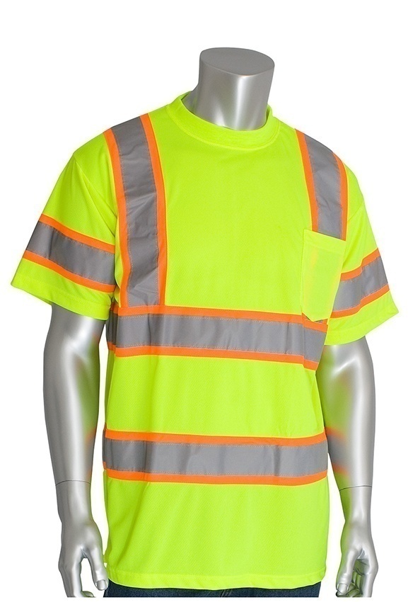 PIP 313-CNTSP ANSI Type R Class 3 Lime Two Tone T-Shirt from GME Supply