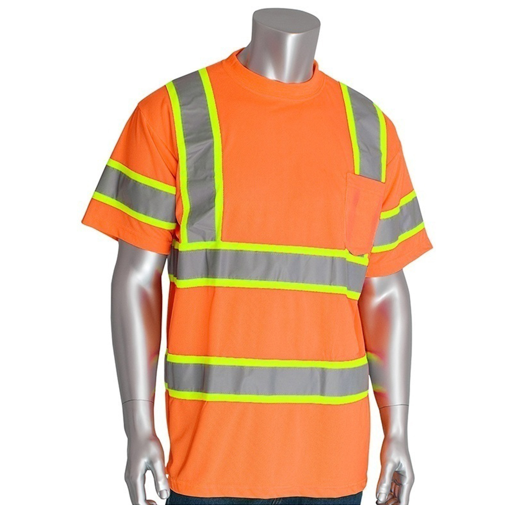 PIP 313-CNTSP ANSI Type R Class 3 Lime Two Tone T-Shirt from GME Supply