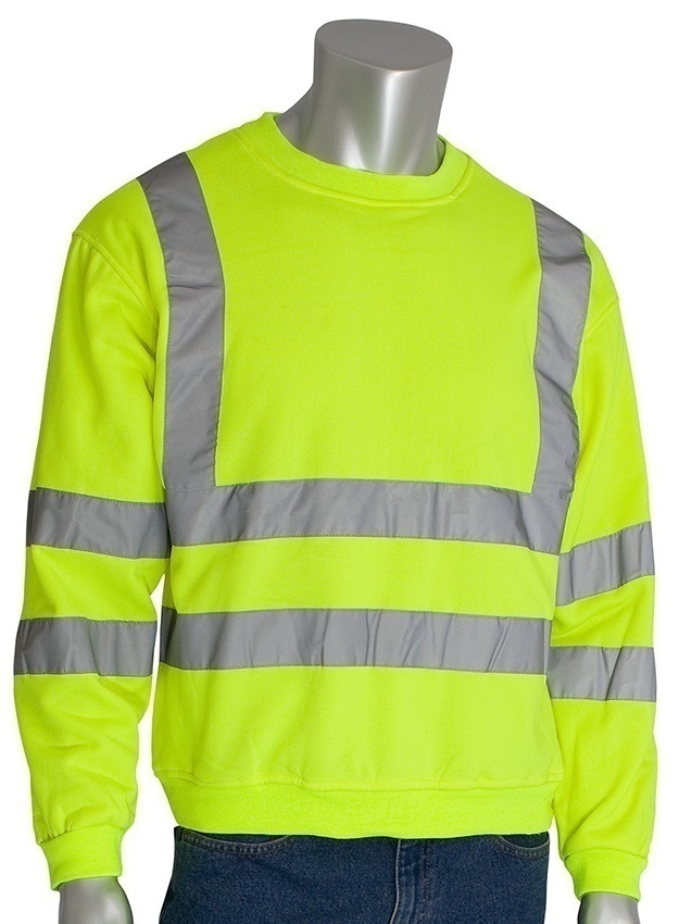 PIP ANSI Type R Class 3 Crew Neck Lime Sweatshirt from GME Supply