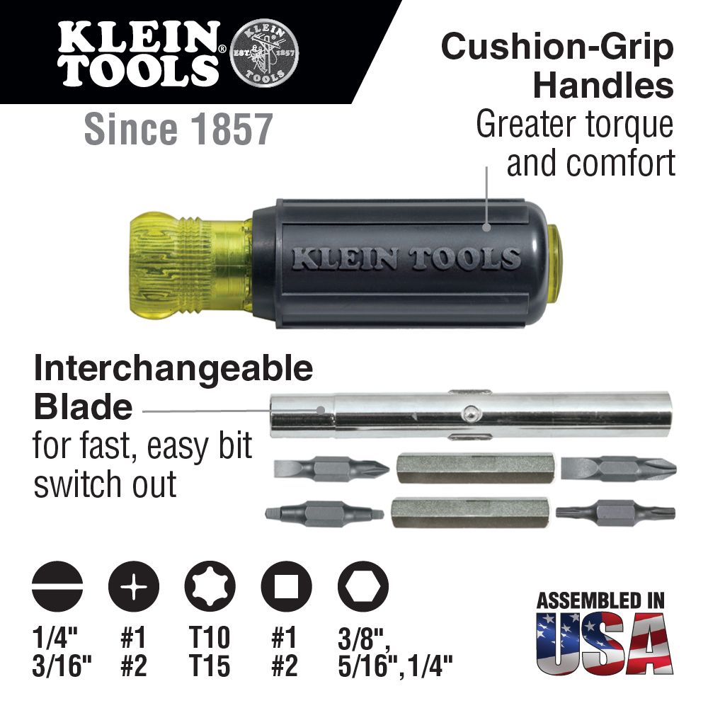 Klein Tools 32500 11-in-1 Screwdriver & Nut Driver from GME Supply