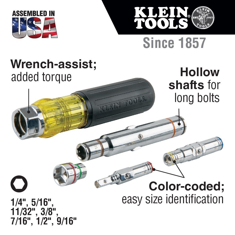 Klein Tools 32807MAG 7-In-1 Magnetic Nut Driver from GME Supply