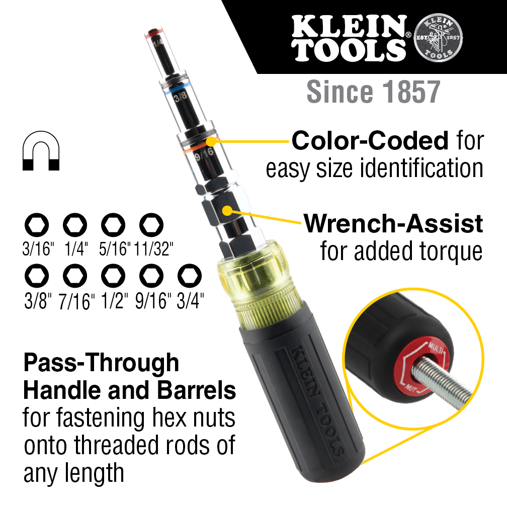 9-in-1 Pass Through SAE Multi-Nut Driver, Magnetic from GME Supply