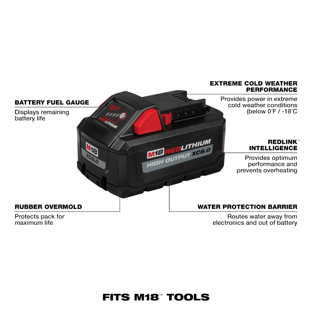 Milwaukee M18 REDLITHIUM High Output XC8.0 Battery  from GME Supply