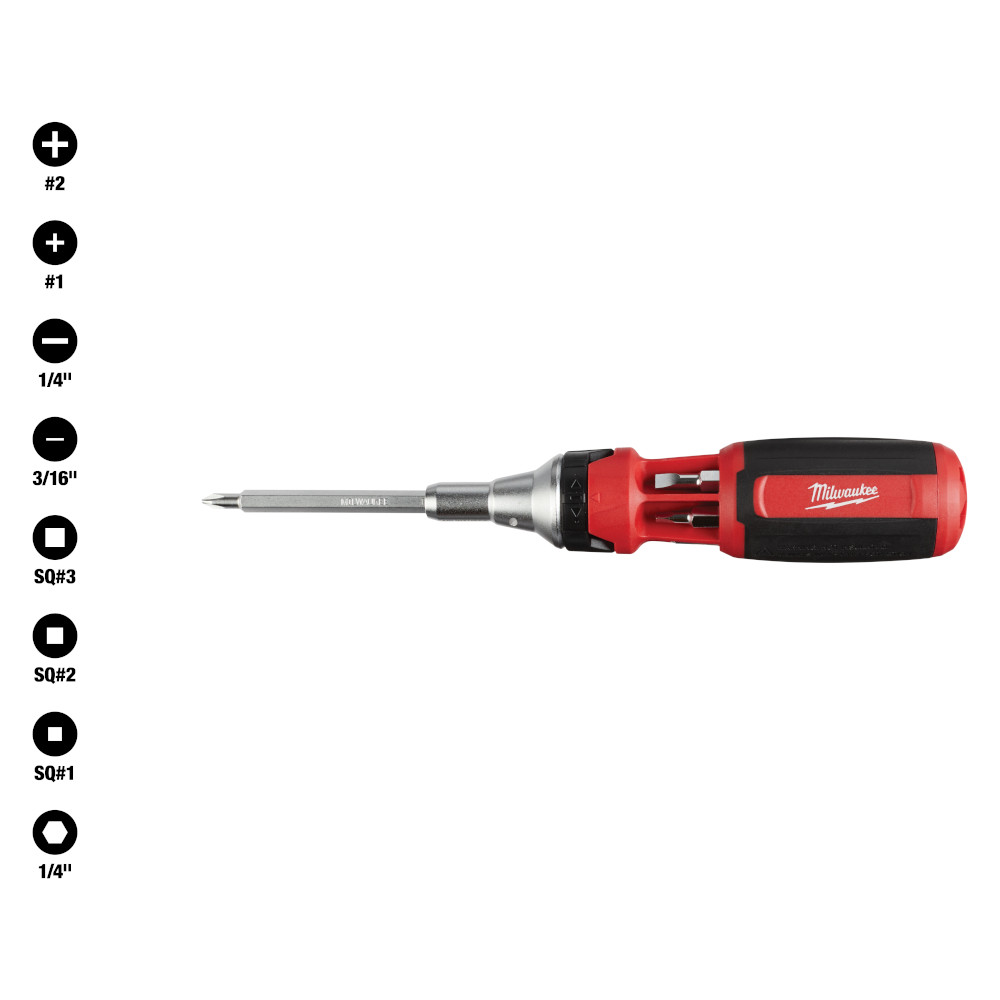 Milwaukee 9-in-1 Square Drive Ratcheting Multi-Bit Driver from GME Supply