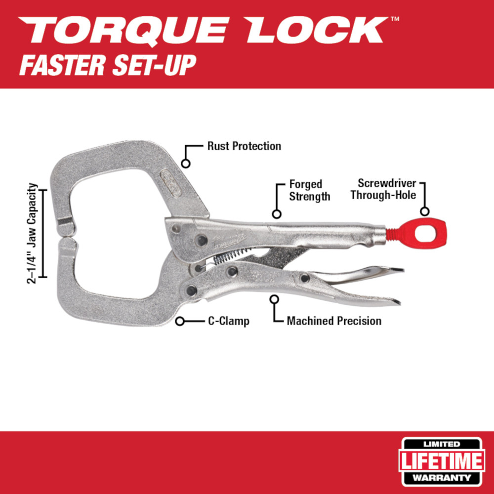 Milwaukee Torque Locking C-Clamp with Regular Jaws from GME Supply