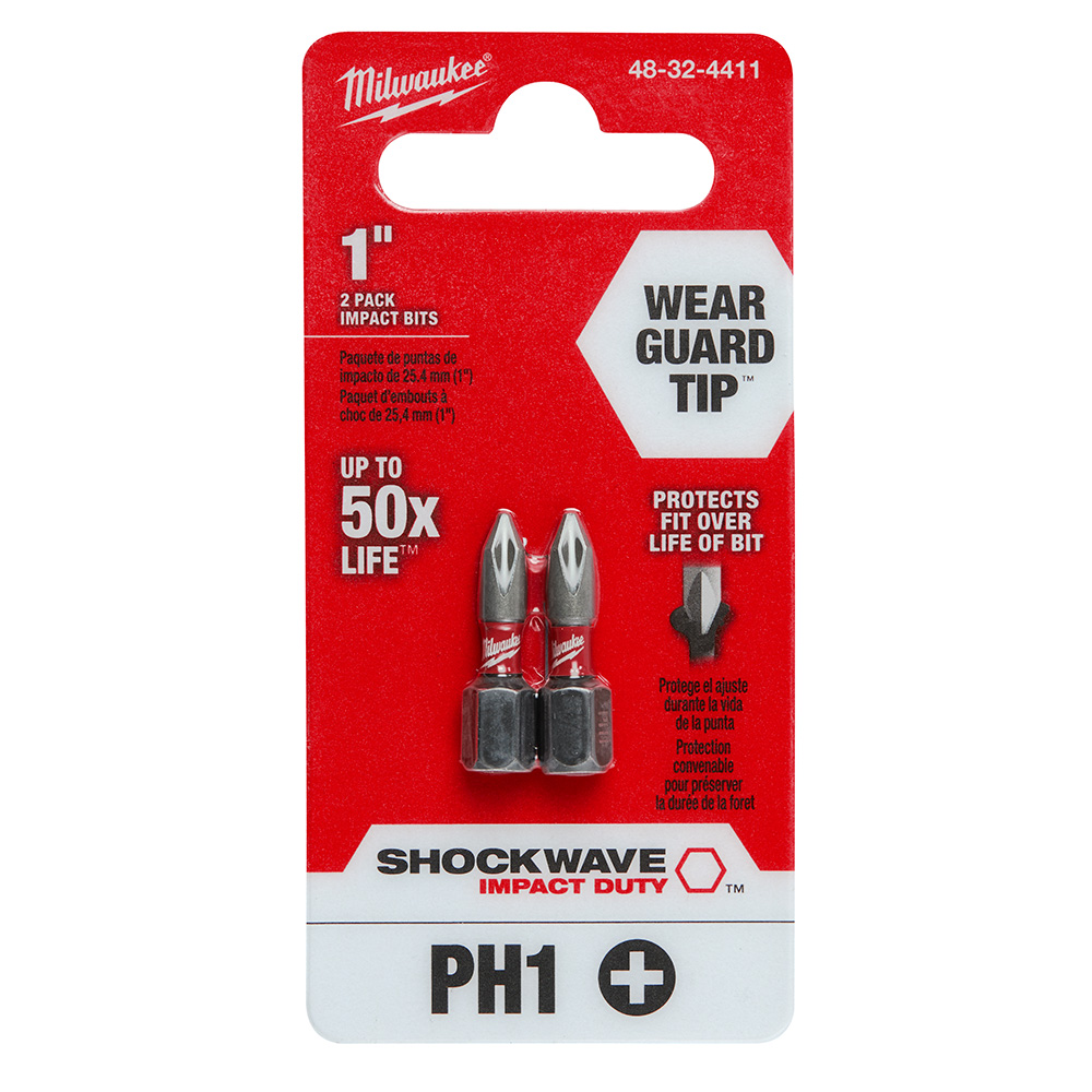 Milwaukee SHOCKWAVE Insert Bit Phillips #1 (2 Pack) from GME Supply