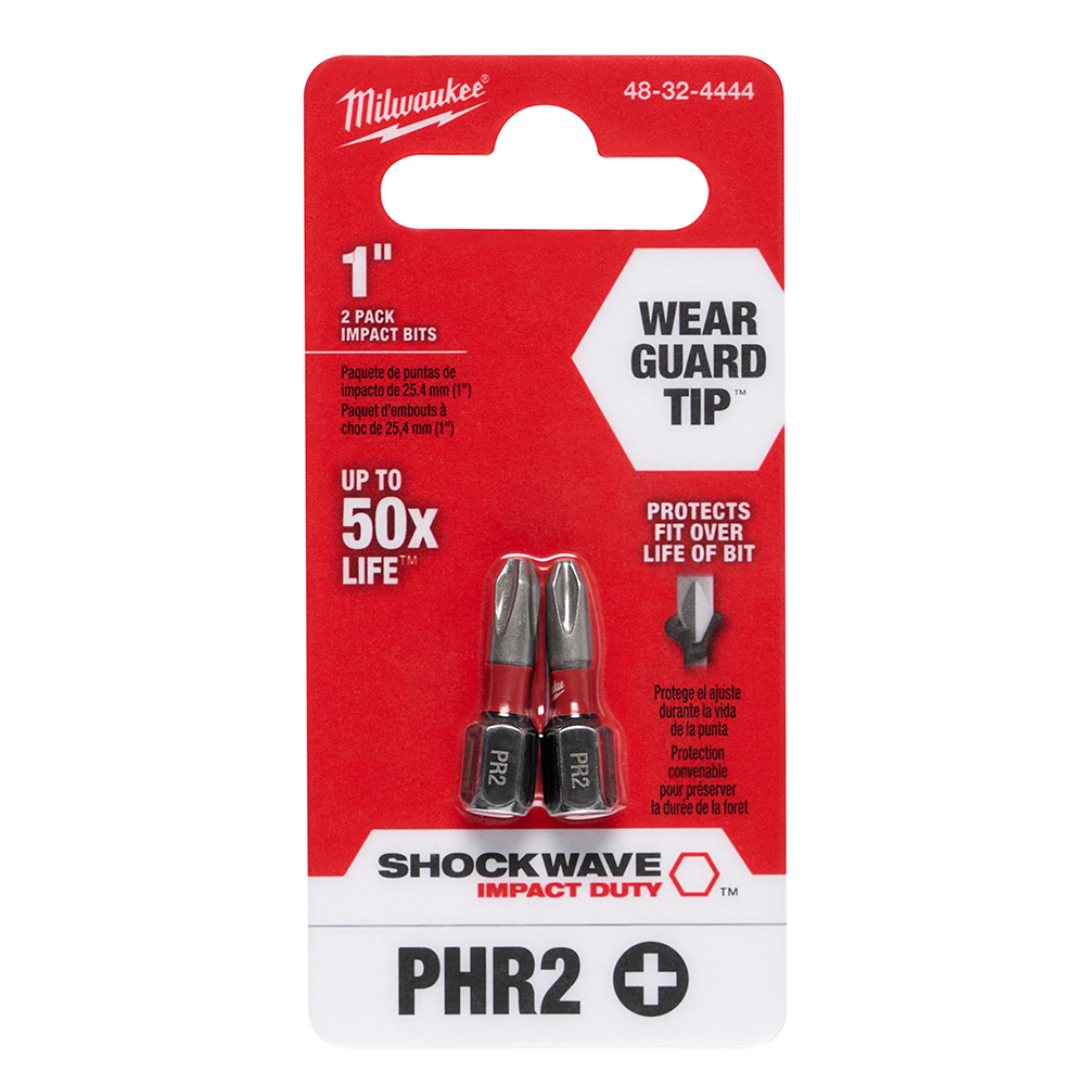 Milwaukee SHOCKWAVE Insert Bit Reduced Diameter Phillips #2 (2 Pack) from GME Supply