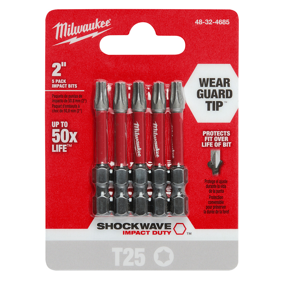 Milwaukee SHOCKWAVE 2 inch Power Bit Torx T25 (5 Pack) from GME Supply