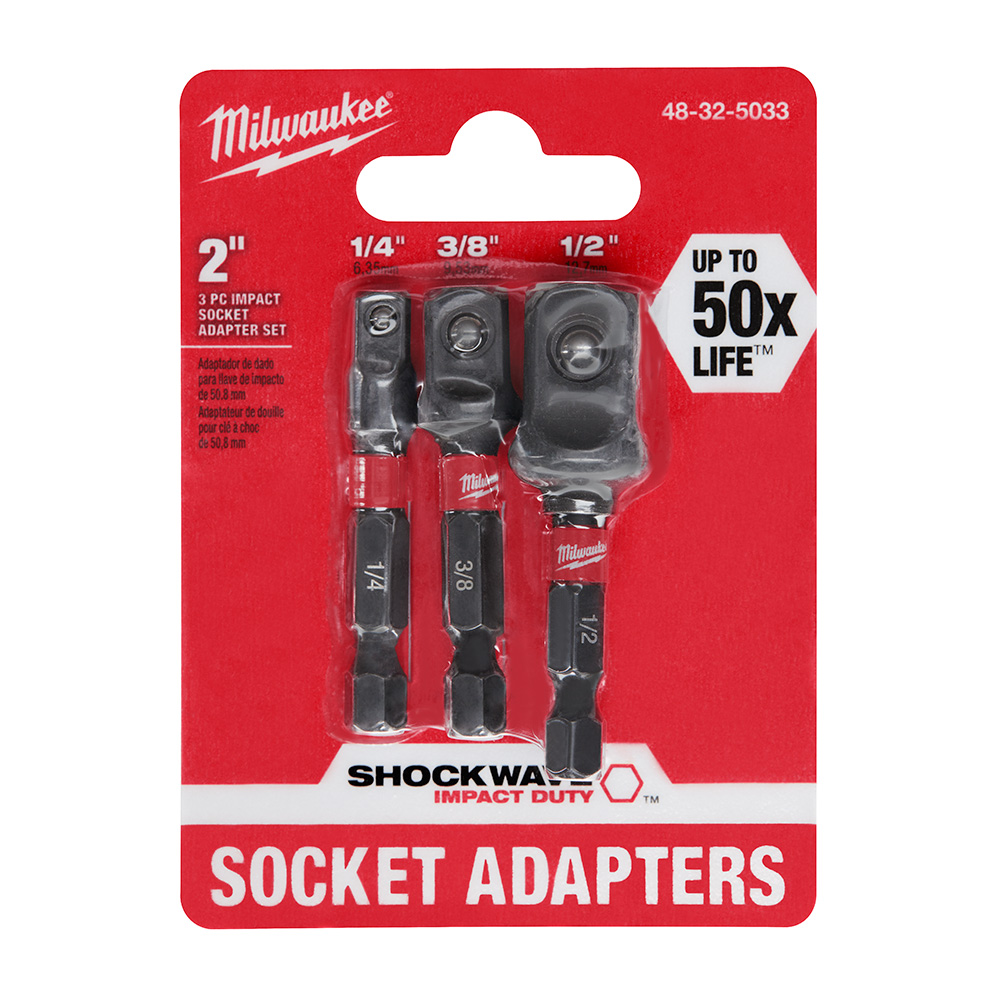 Milwaukee SHOCKWAVE 3 Piece Impact Socket Adapter Set from GME Supply