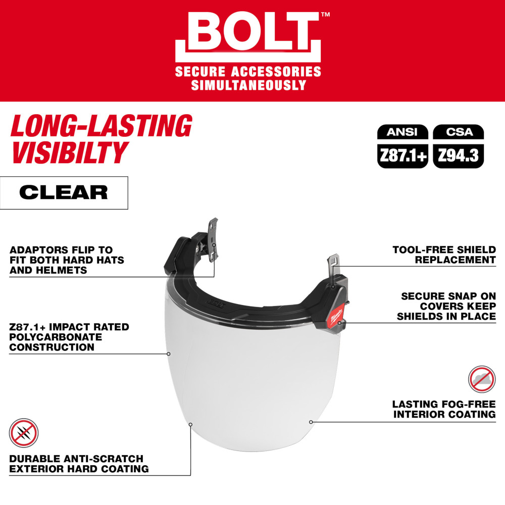 Milwaukee BOLT Full Face Shield from GME Supply