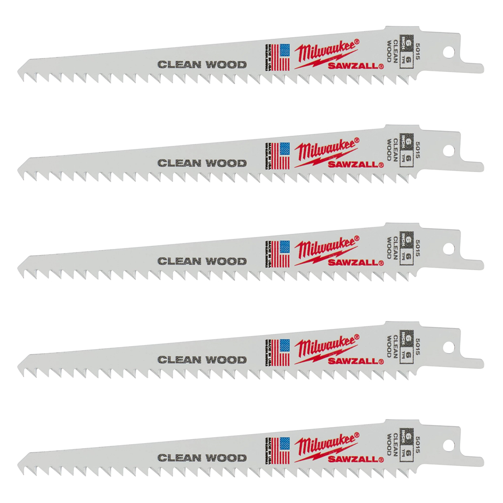 Milwaukee 6 TPI Fleam Ground Wood SAWZALL Blade (5 Pack) from GME Supply