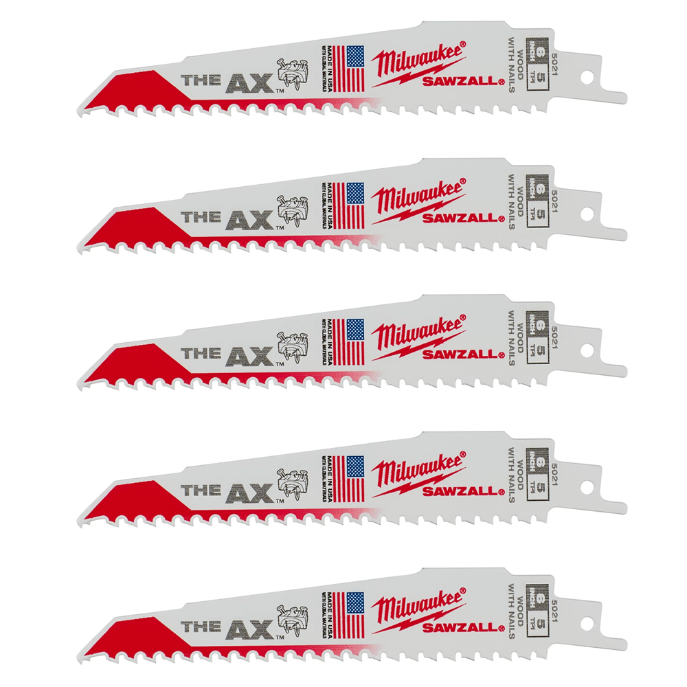 Milwaukee 5 TPI Wood with Nails AX SAWZALL Blade (5 Pack) from GME Supply