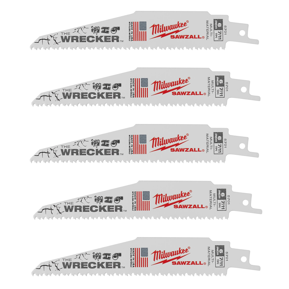 Milwaukee 8 TPI Multi-Material Wrecker SAWZALL Blade (5 Pack) from GME Supply