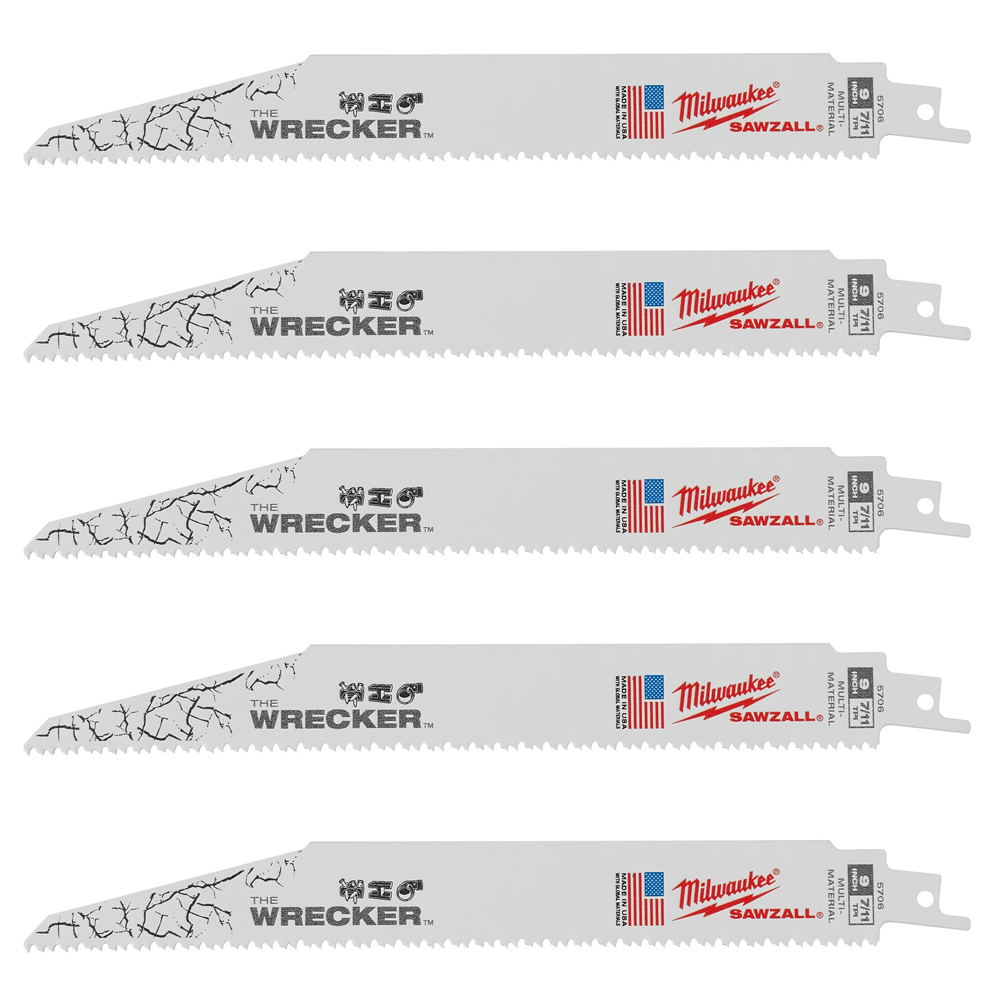 Milwaukee 8 TPI Multi-Material Wrecker SAWZALL Blade (5 Pack) from GME Supply