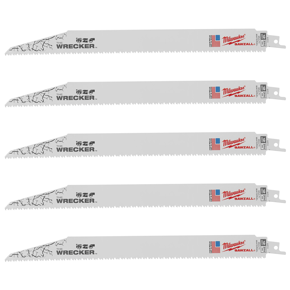 Milwaukee 8 TPI Multi-Material Wrecker SAWZALL Blade (5 Pack) from GME Supply