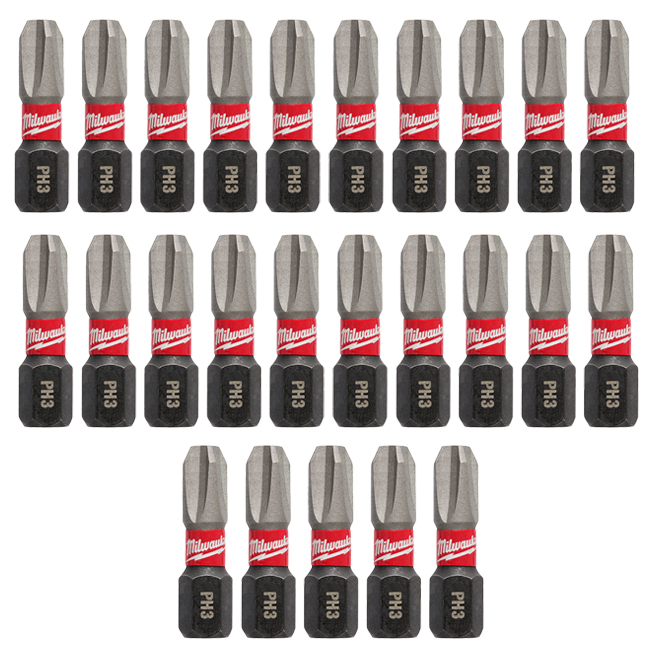 Milwaukee SHOCKWAVE Insert Bit Phillips #3 (25 Pack) from GME Supply