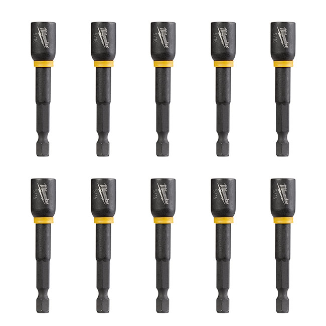 Milwaukee SHOCKWAVE 5/16 in. x 2-9/16 in. Magnetic Nut Driver - 10 Pack from GME Supply