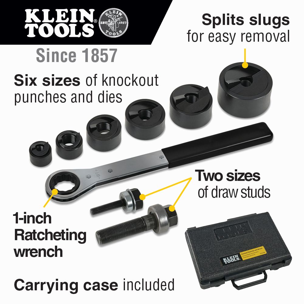 Klein Tools 53732SEN Knockout Punch Set with Wrench from GME Supply