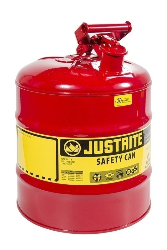 Justrite Type 1 Galvanized Steel Safety Can - 5 Gallon from GME Supply