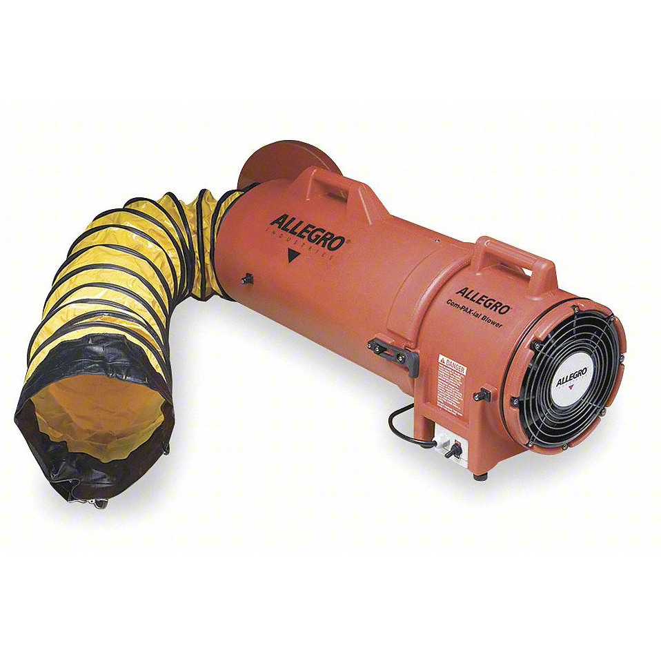 Allegro 8 Foot Axial DC Plastic Blower with Compact Canister & Ducting from GME Supply