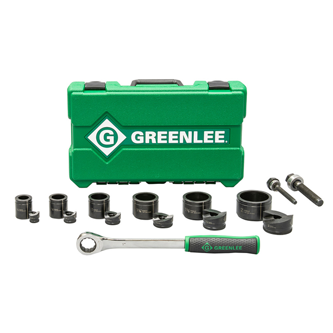 Greenlee 1/2 Inch to 2 Inch Knockout Kit with Ratchet and SlugBuster from GME Supply