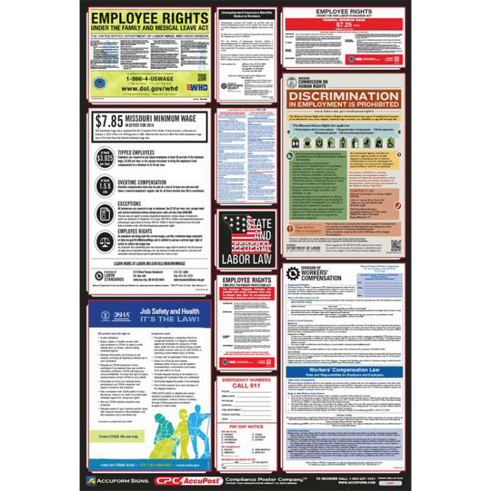 Accuform OSHA Safety Poster:Combination State,Federal&Labor Law Poster from GME Supply