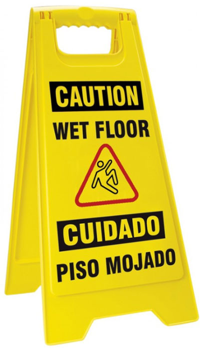 Accuform Bilingual Caution Fold-Ups: Wet Floor Sign from GME Supply