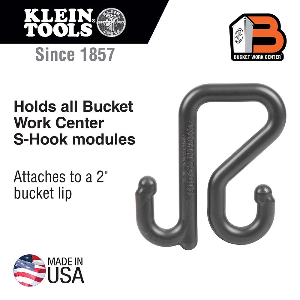 Klein Tools BC311 2 Inch Utility Bucket S Hook for Klein Bucket Work Center from GME Supply