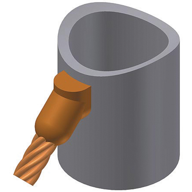 Cadweld Bottom Feed Cable to Vertical Pipe Down from GME Supply