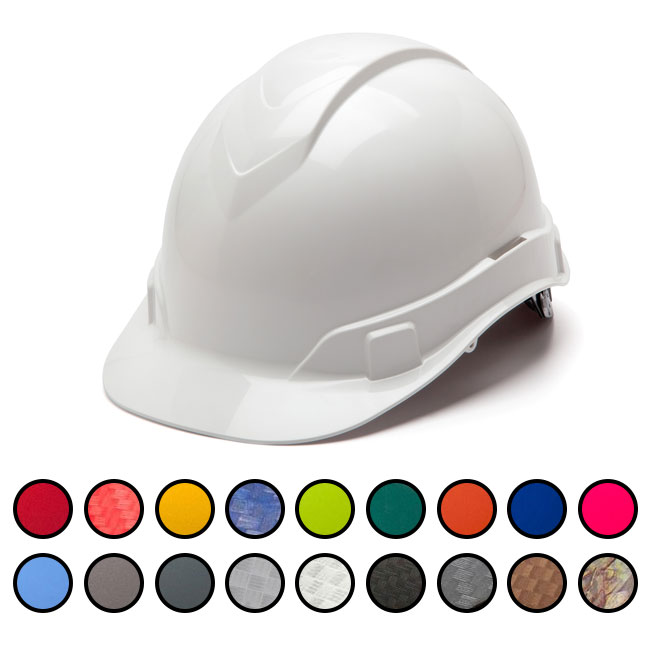 Pyramex Ridgeline Cap Style Hard Hat with 4 Point Ratchet Suspension from GME Supply