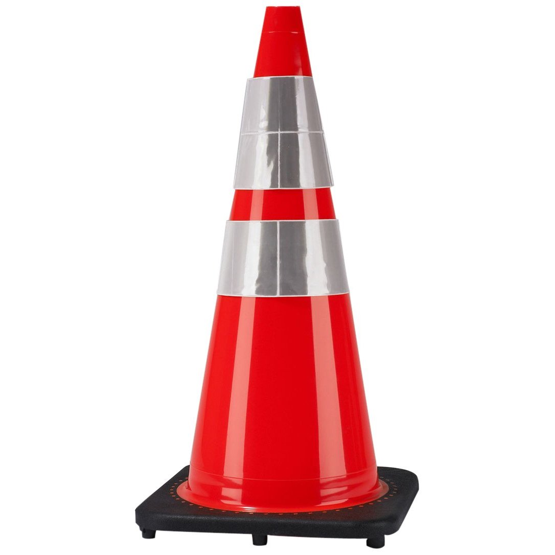 Cortina 03-500-10 Vinyl 28" Traffic Cone/Black Base&Reflective Collar from GME Supply