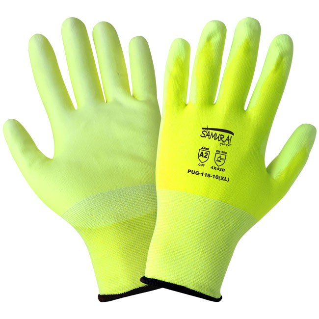 Samurai Glove - High-Visibility PU Coated Cut Resistant Gloves from GME Supply