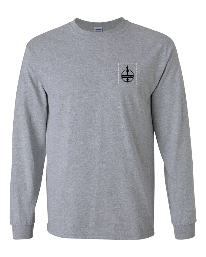 Custom Company Logo Heather Gray Long Sleeve T-Shirt from GME Supply