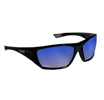 Bolle Hustler Safety Glasses w/ Polarized Blue Mirror Lens/Black Frame from GME Supply