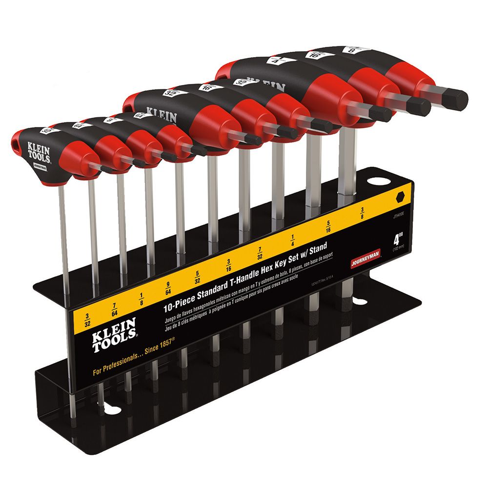 Klein Tools JTH410E 10 Piece T Handle SAE Hex Key Set with Stand from GME Supply