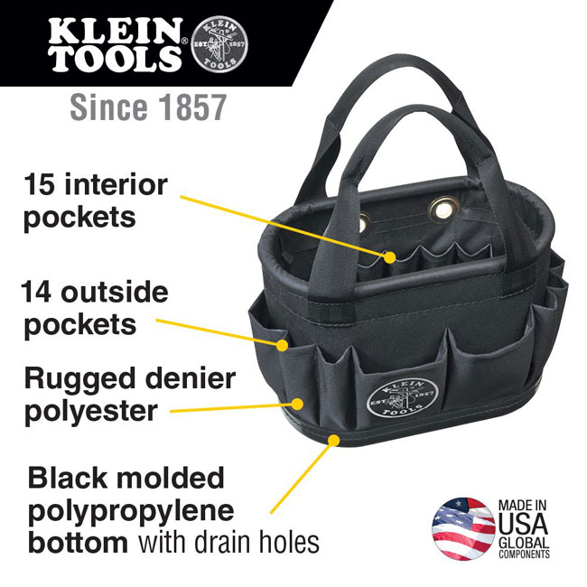 Klein Tools 5144BHB14OS 29-Pocket Hard-Body Aerial Bucket from GME Supply