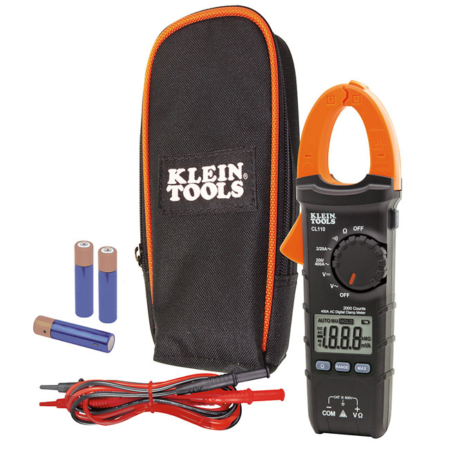 Klein Tools CL110 Digital Clamp Meter, AC Auto-Ranging 400 AMP from GME Supply