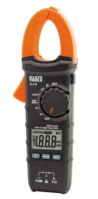 Klein Tools CL110 Digital Clamp Meter, AC Auto-Ranging 400 AMP from GME Supply