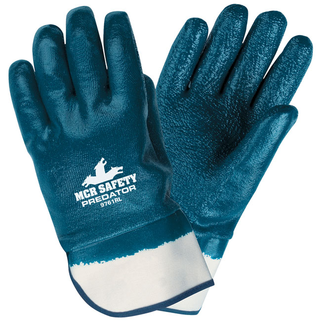 MCR Predator Rough Nitrile A3 Cut Level Work Gloves with Safety Cuff from GME Supply