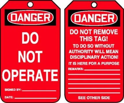 Accuform OSHA Danger Safety Tag - Do Not Operate from GME Supply